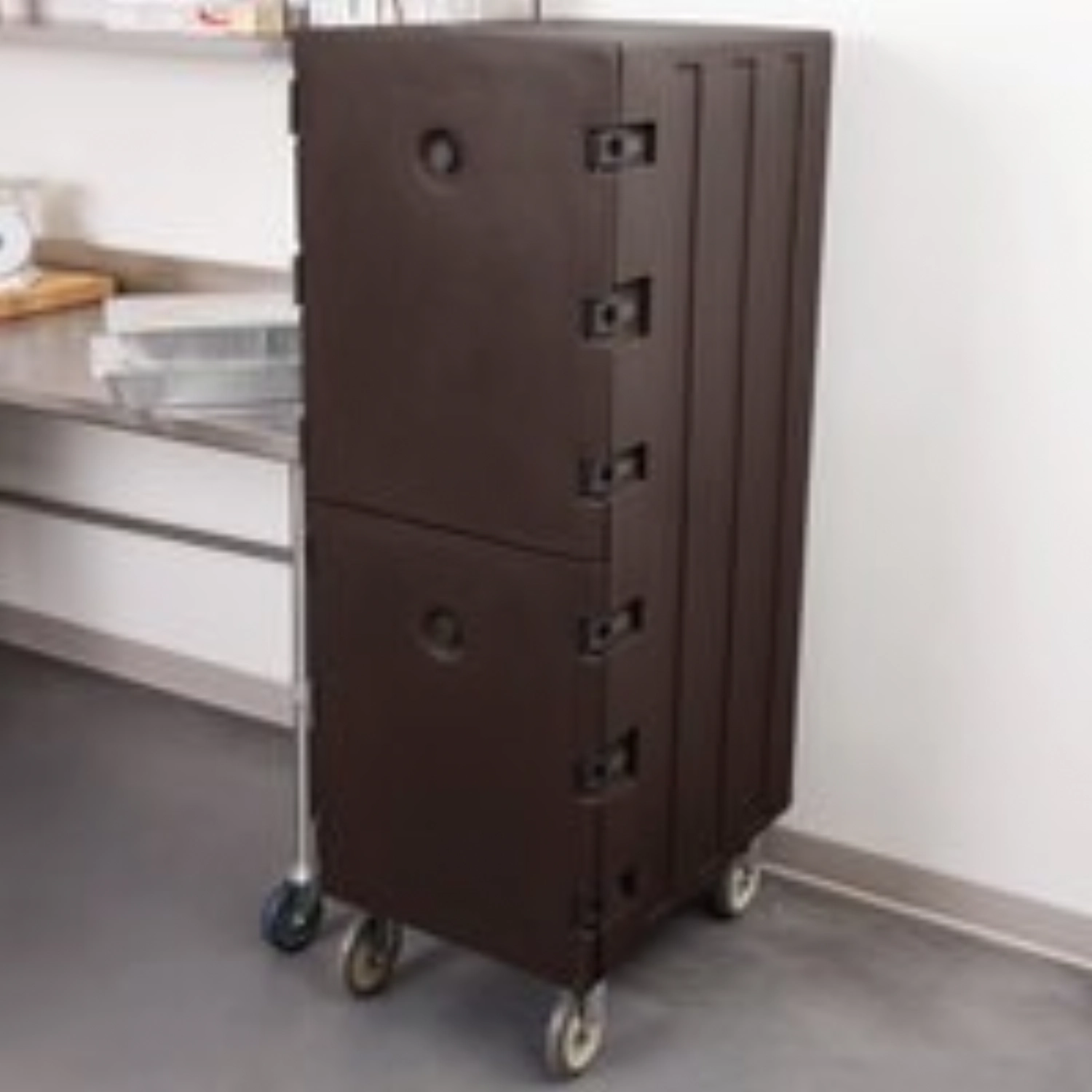 Récipient double brun foncé