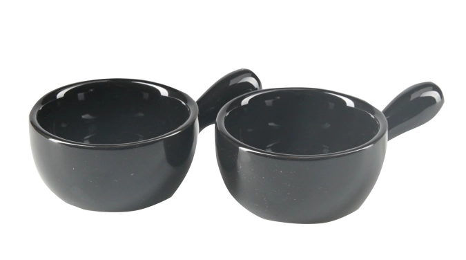 Caquelon pour schnaps, noir, 2 pièces