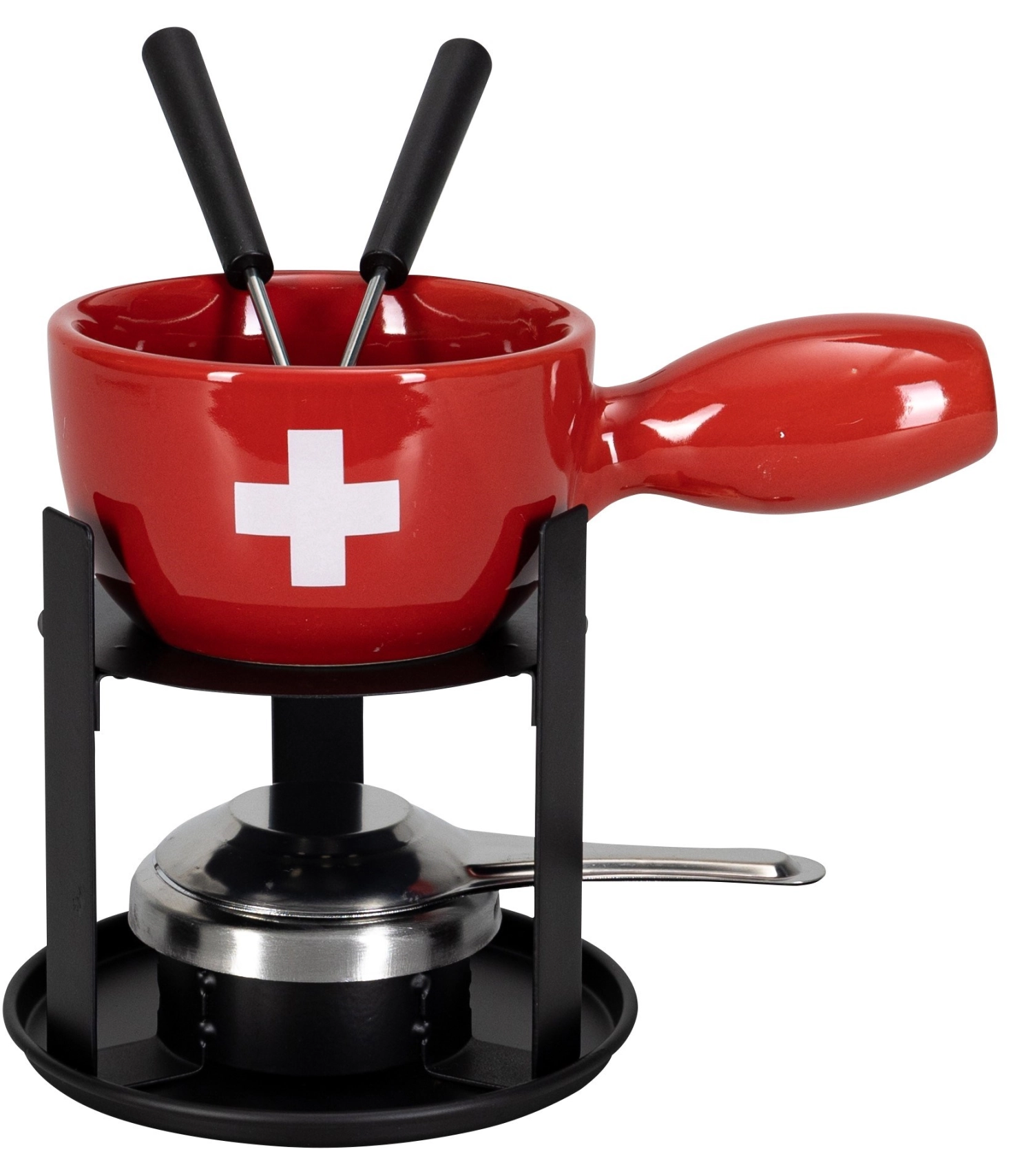 5tlg Käsefondue Set Mini Swiss mit Kreuz