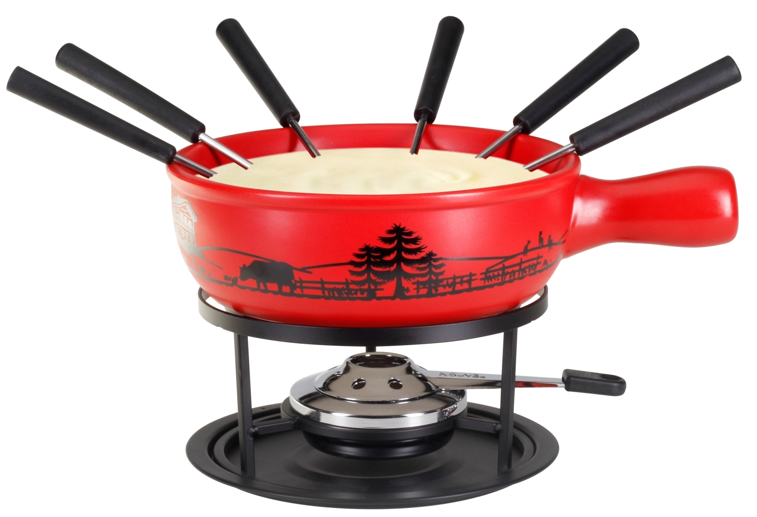 Set à fondue au fromage « Wiese »,9 pièces,Ø22cm,rouge