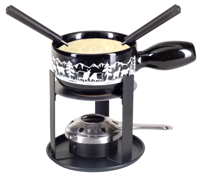 Käsefondue Set "Scherenschnitt", 5-teilig, Ø12cm,schwarz