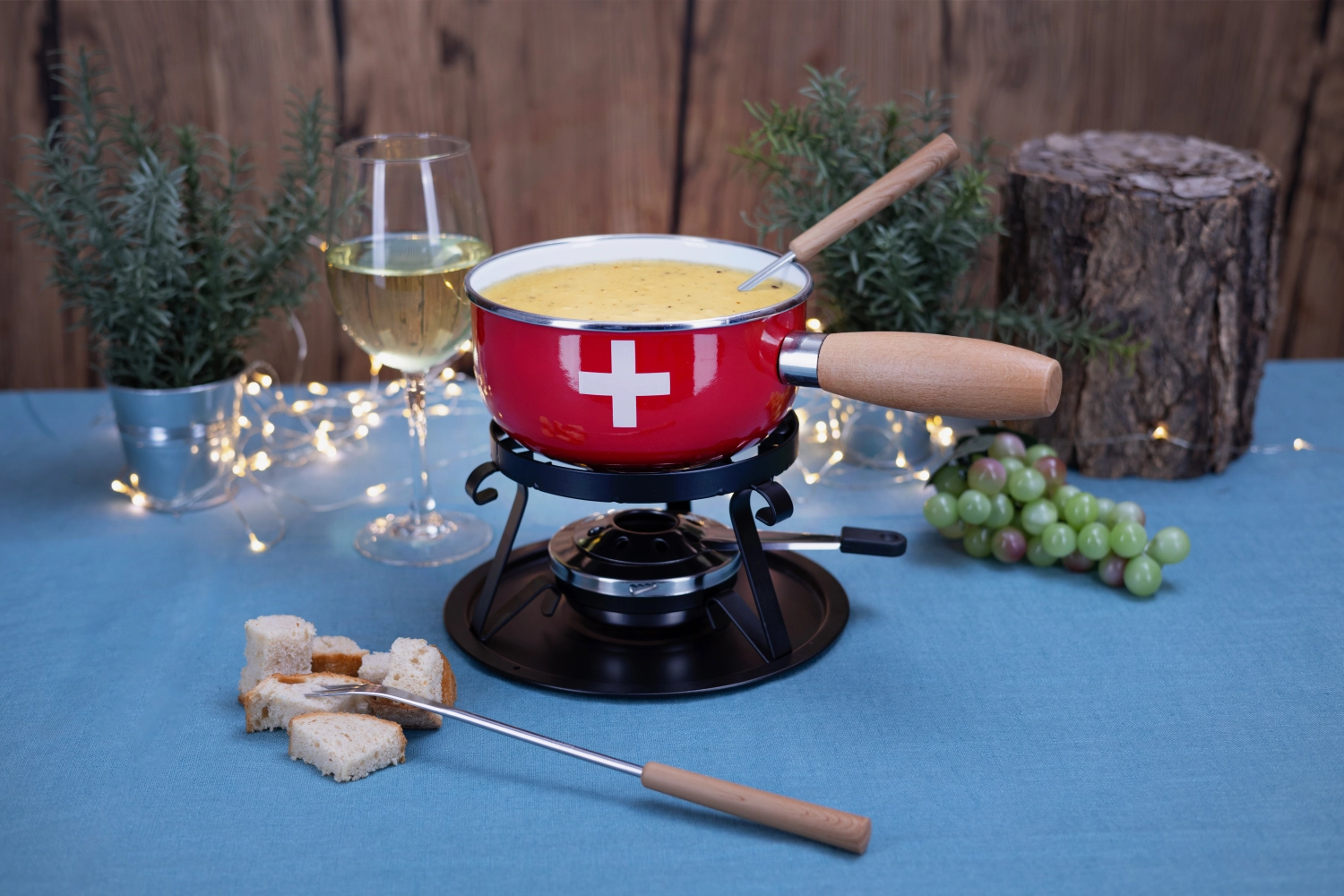 Set à fondue au fromage  CH-Croix , émail, 5 pièces, Ø16 c