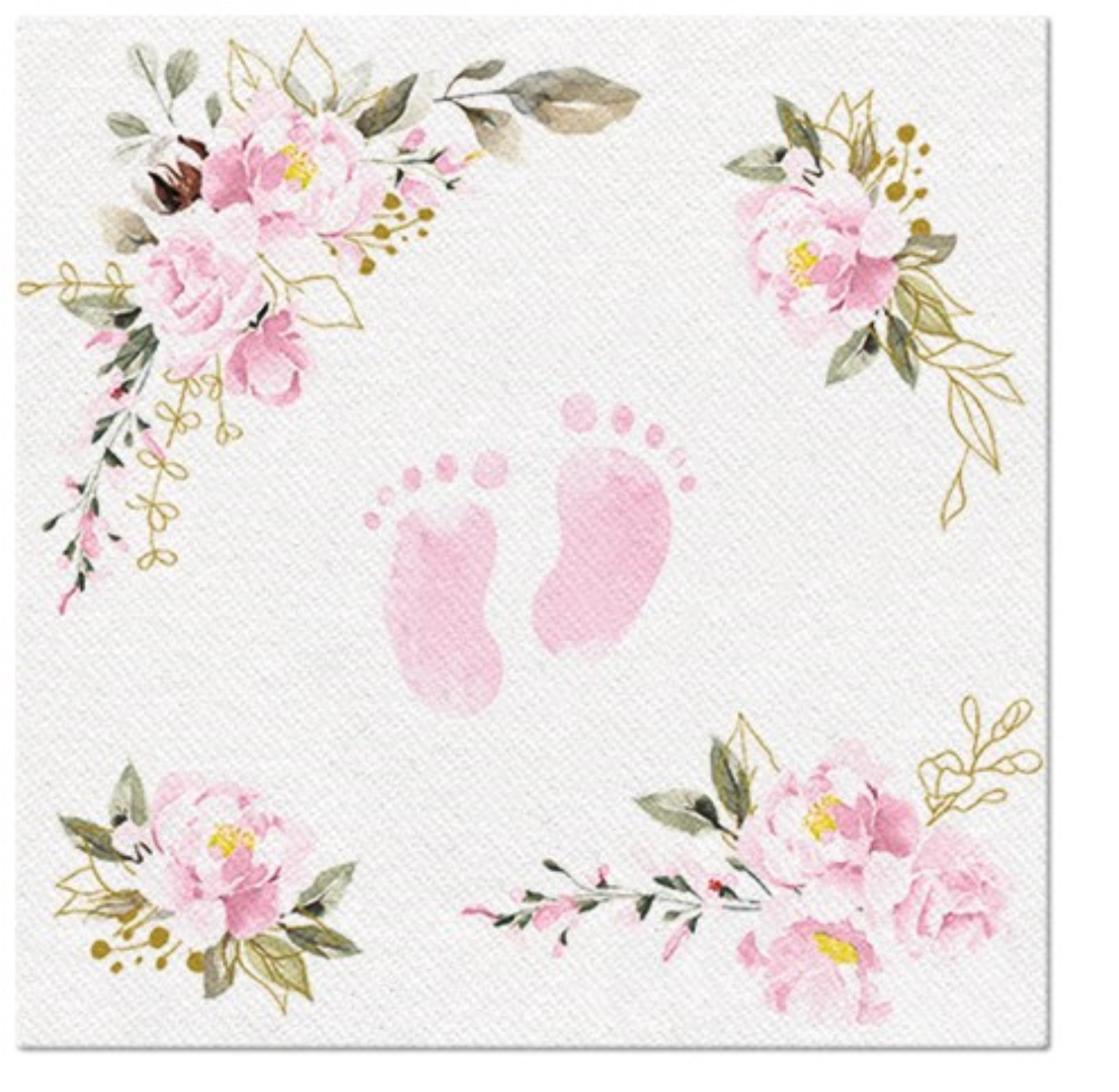 Serviettes Dinner 50x Baby feet rose clair, 40x40cm