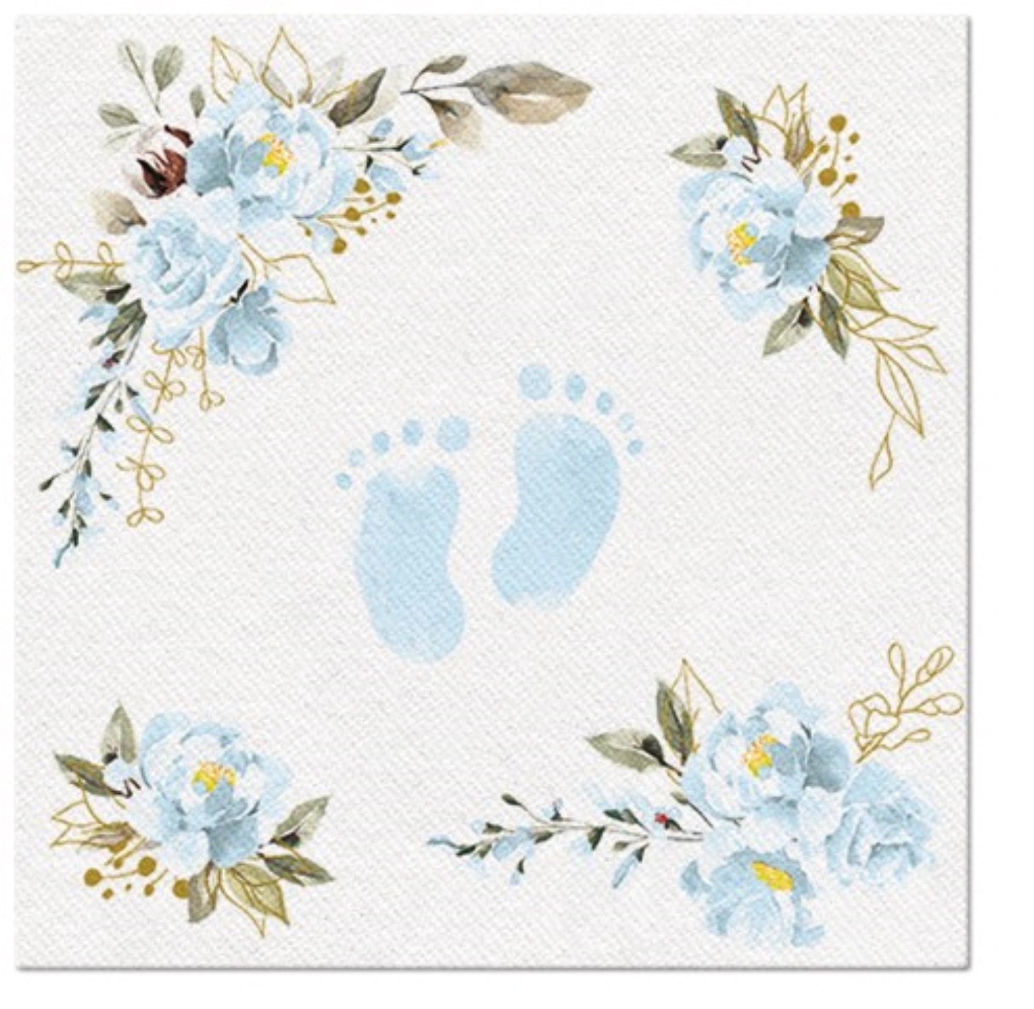 Serviettes Dinner 50x Baby feet bleu clair, 40x40cm