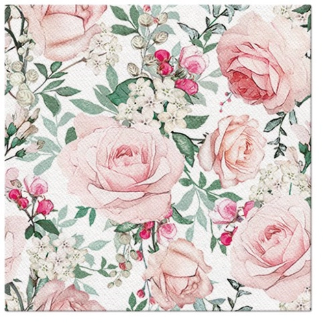 Serviettes Dinner 50x Folk Flowers, 40x40cm