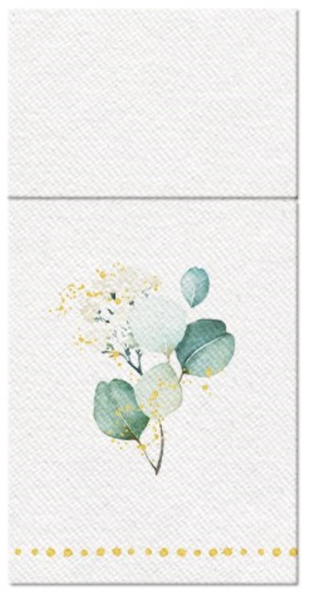 pochette à couverts 25x Golden eucaliptus, 40x40cm