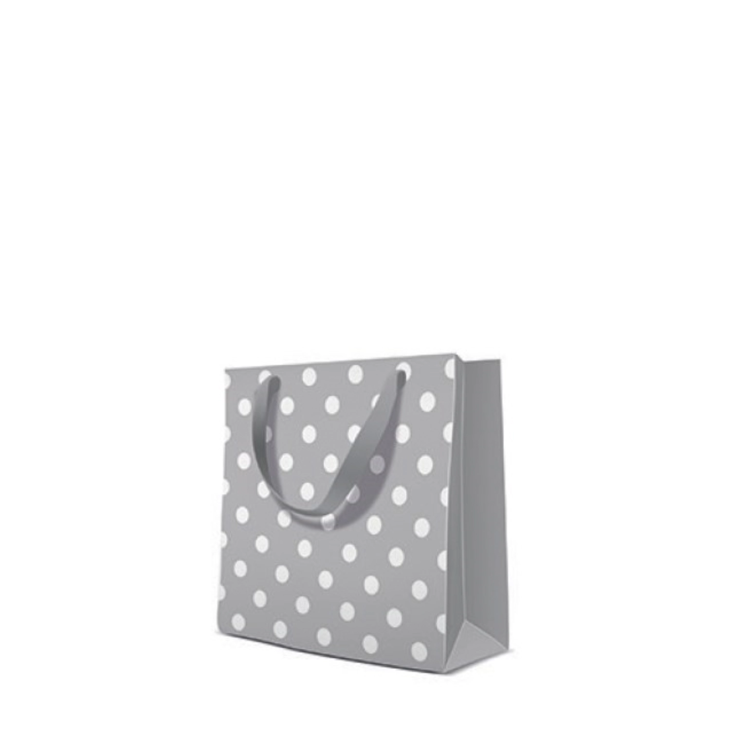 Sac cadeau gris/blanc à pois 17x6x17cm