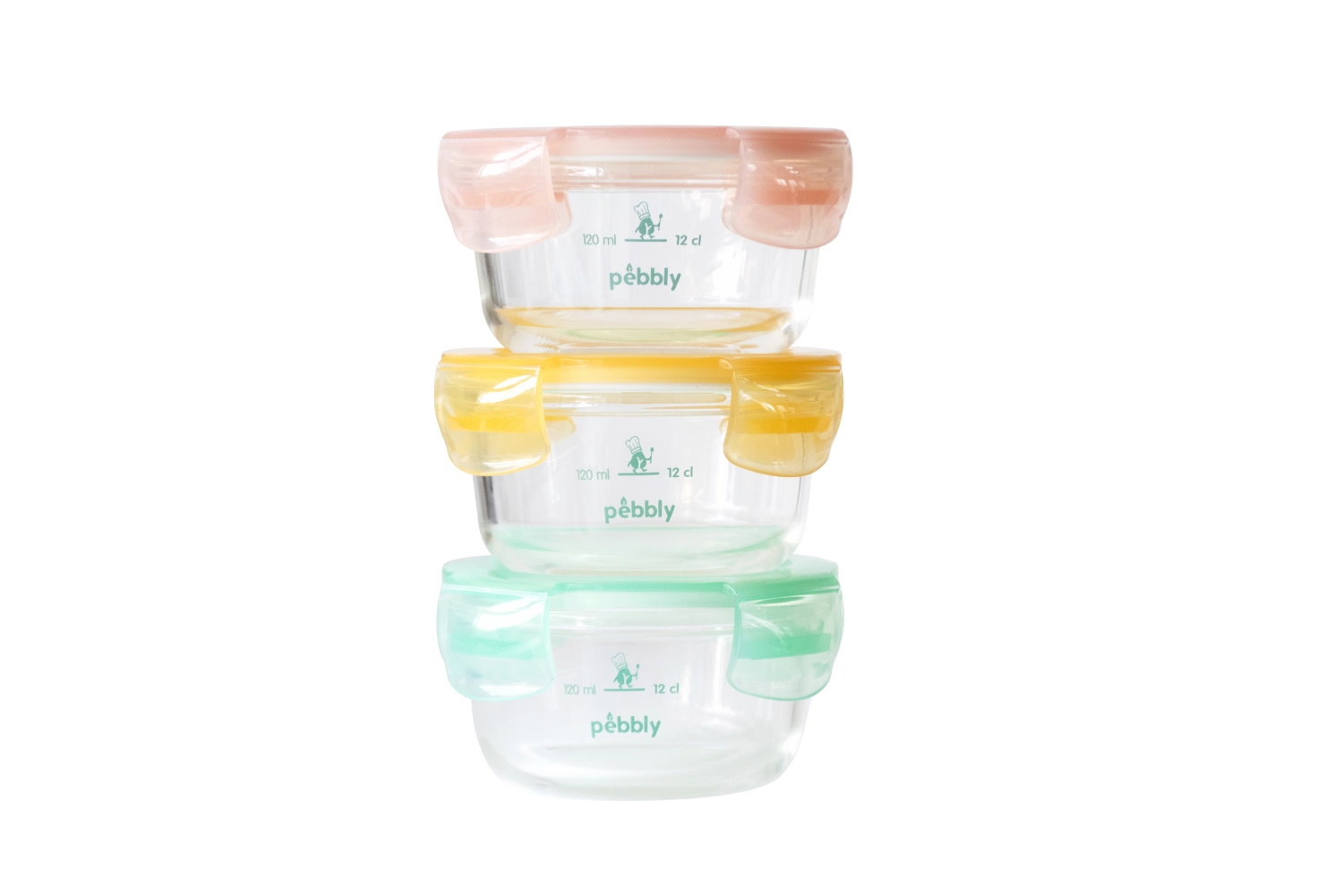 3x boîtes de rangement pebbly pour bébé avec couvercle 240ml