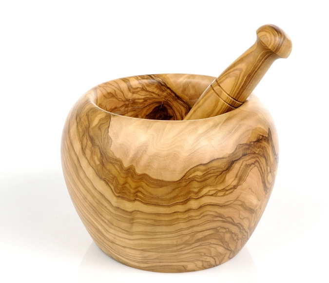 Mortier & pilon verni dia 16-17cm olivier qualité artisan