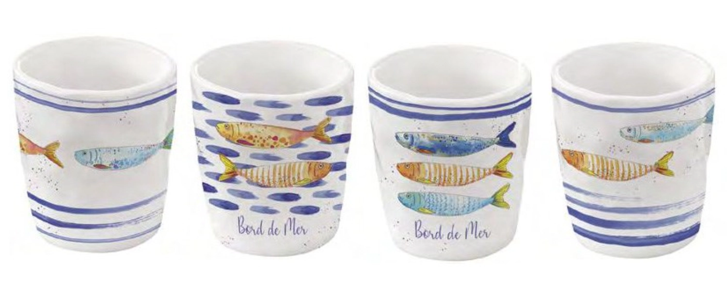 4er Set Bord de Mer Kaffeetassen assortiert