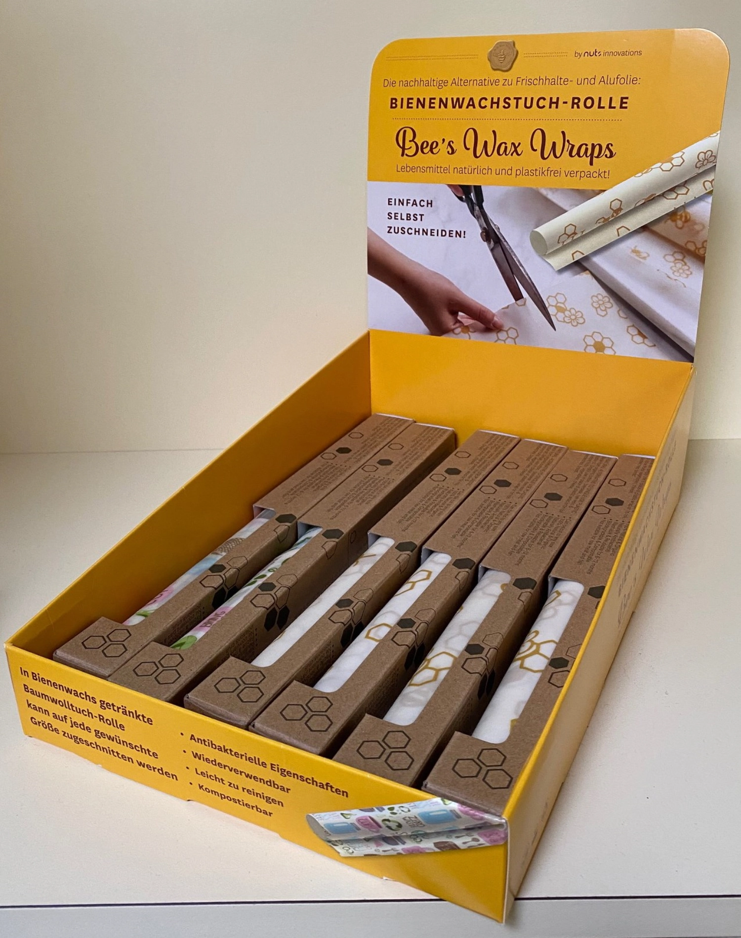 Bienenwachstuch Display für 12 Beutel