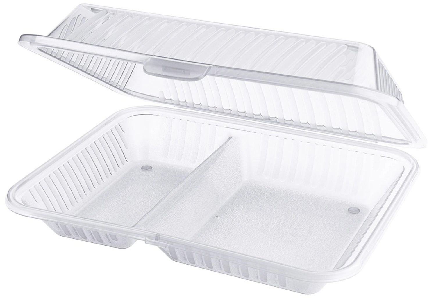 Eco-Takeouts blanc, 2 compartiments, 21x25.5x7.5 cm