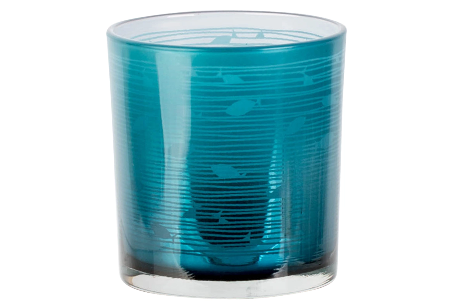 Bougeoir fish bleu d7xh8cm verre