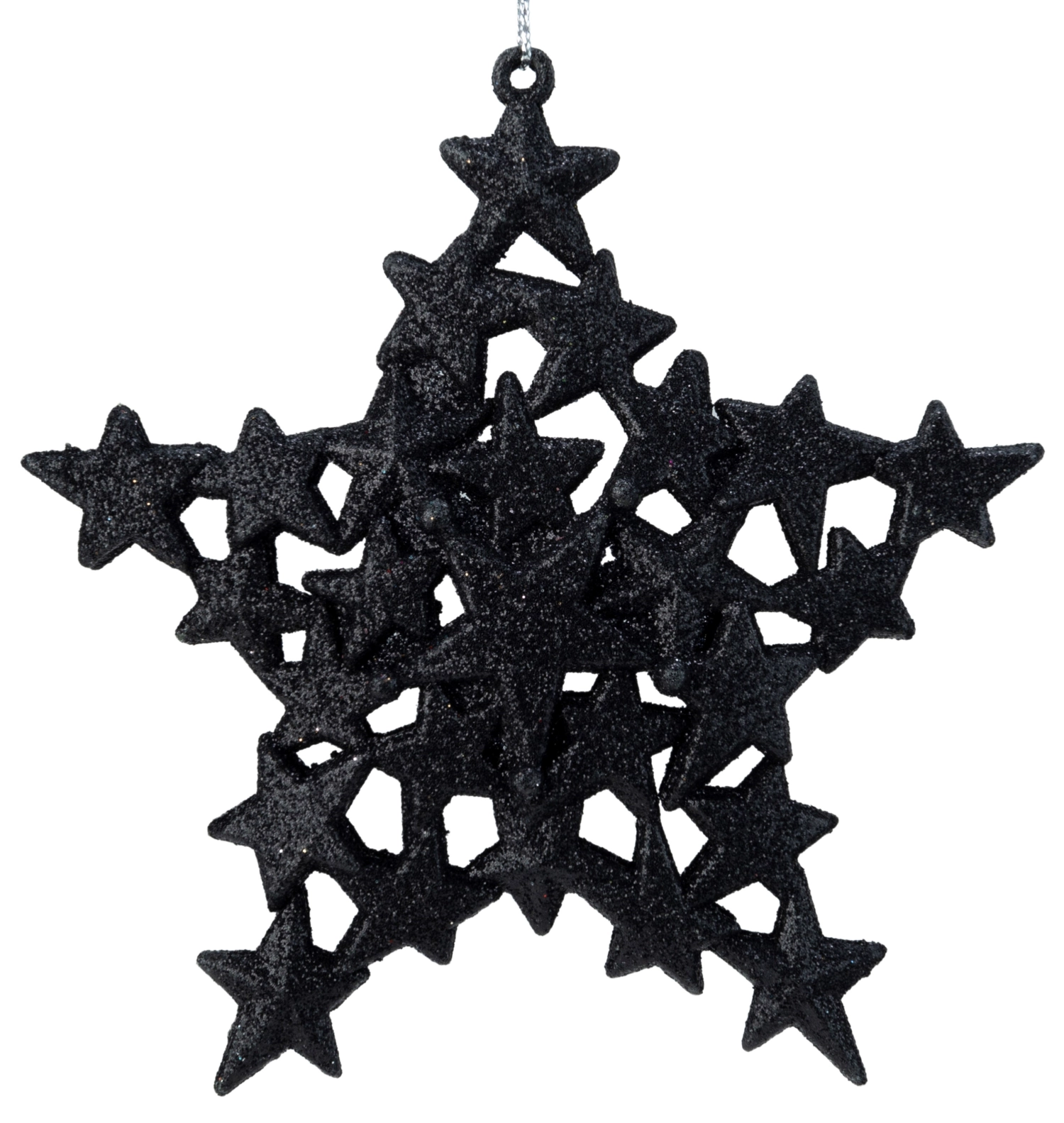 Aufhänger Stern, glitter schwarz, 13x13cm