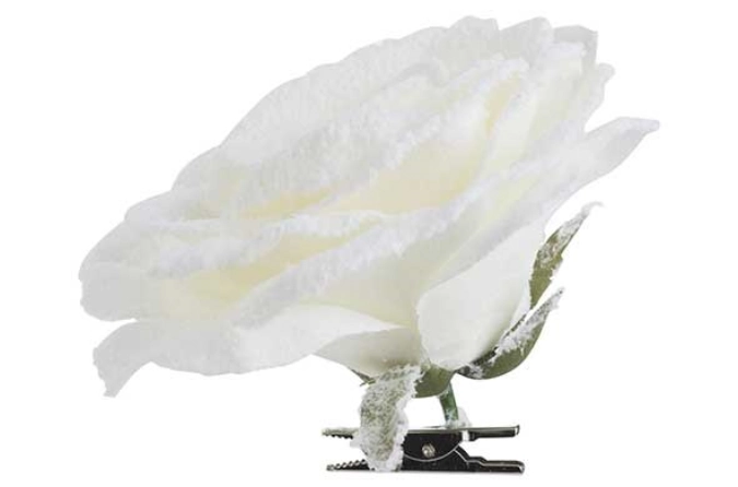 Rose clip with snow blanc d15cm plastic