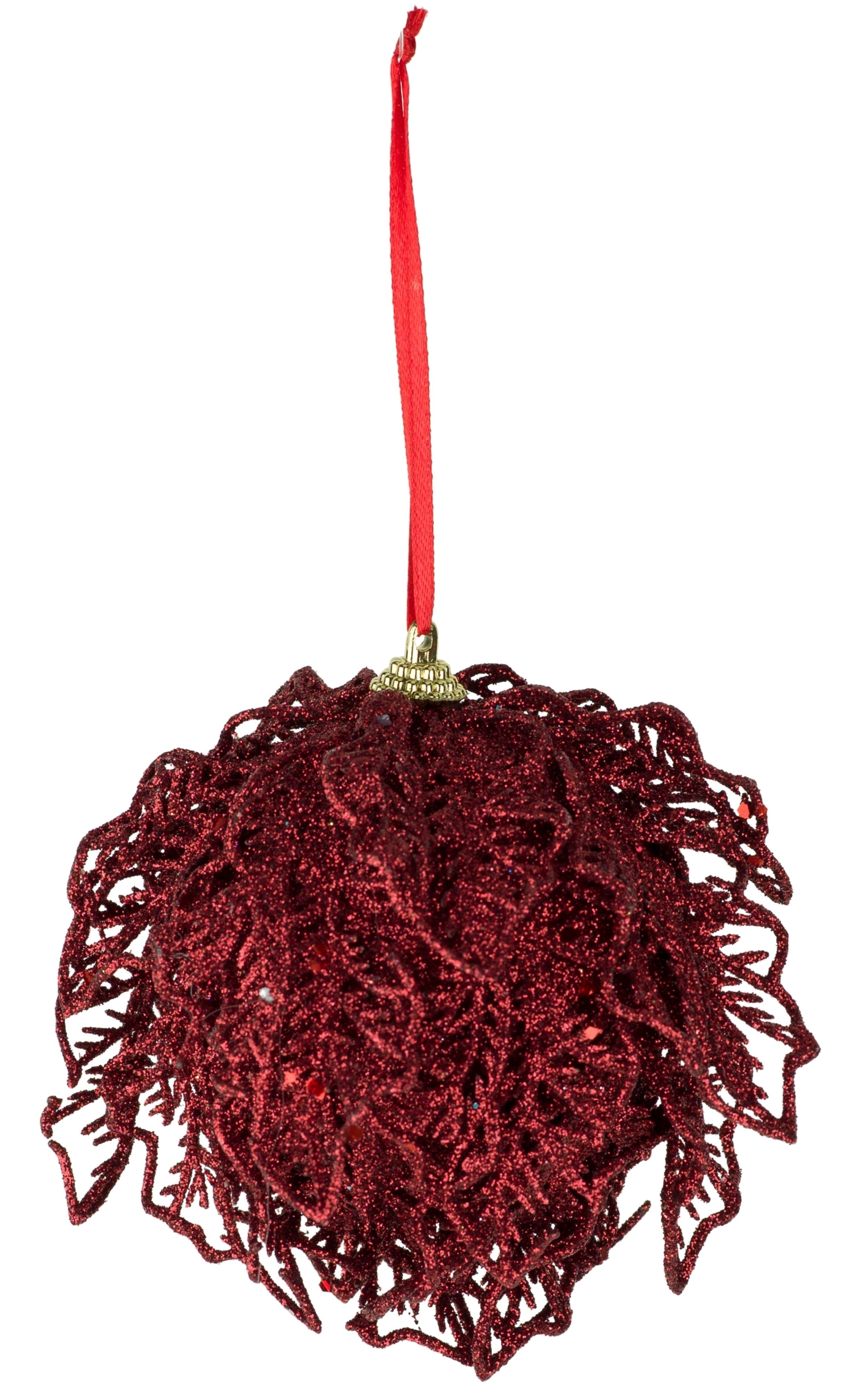 Weihnachtskugel Ball glitter, dunkelrot, 10cm