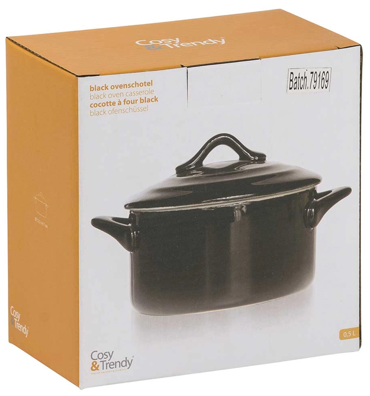 Casserole a. couvercle noir, D 12.5 H 7cm, 0.5 lt.