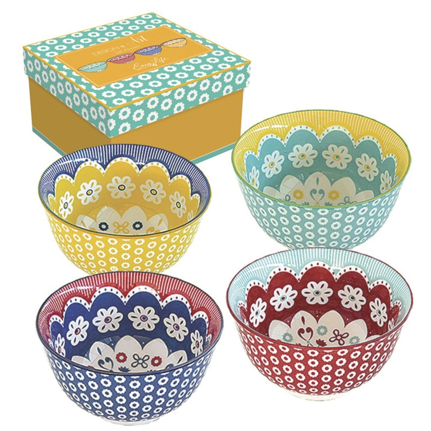 Set de 4 coupes Design et Art en boîte cadeau, D12cm