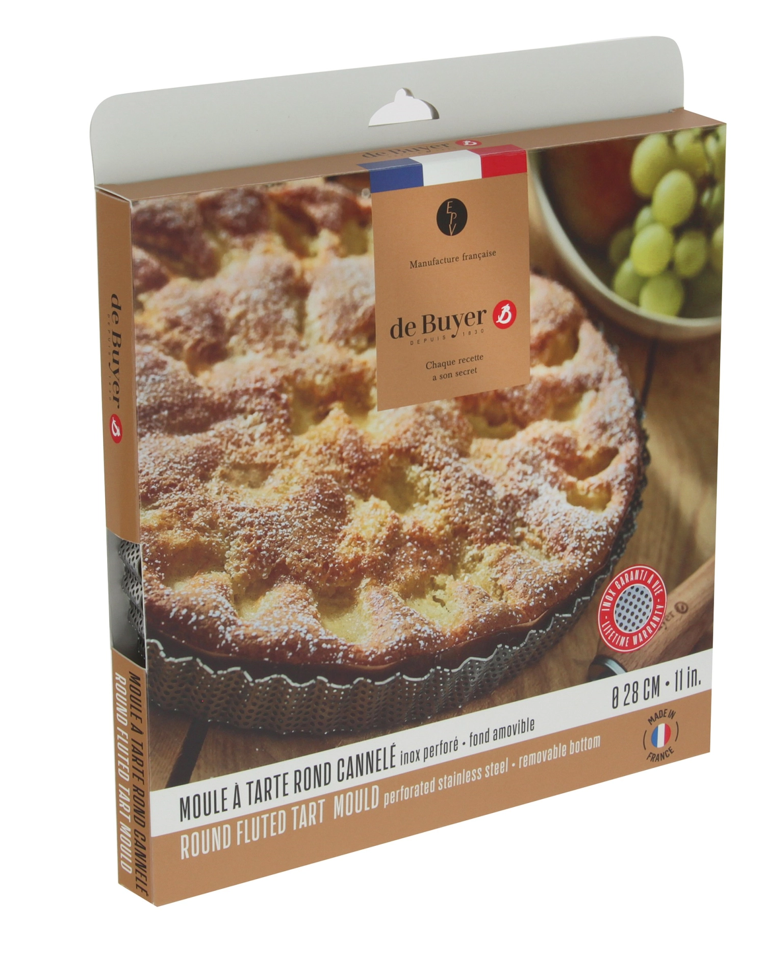 Moule tarte inox perfore fond demontable ø28 x2.5