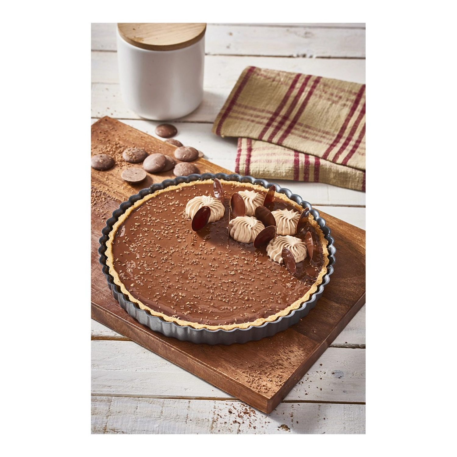 Tarte cannelee droite fond fixe ø28