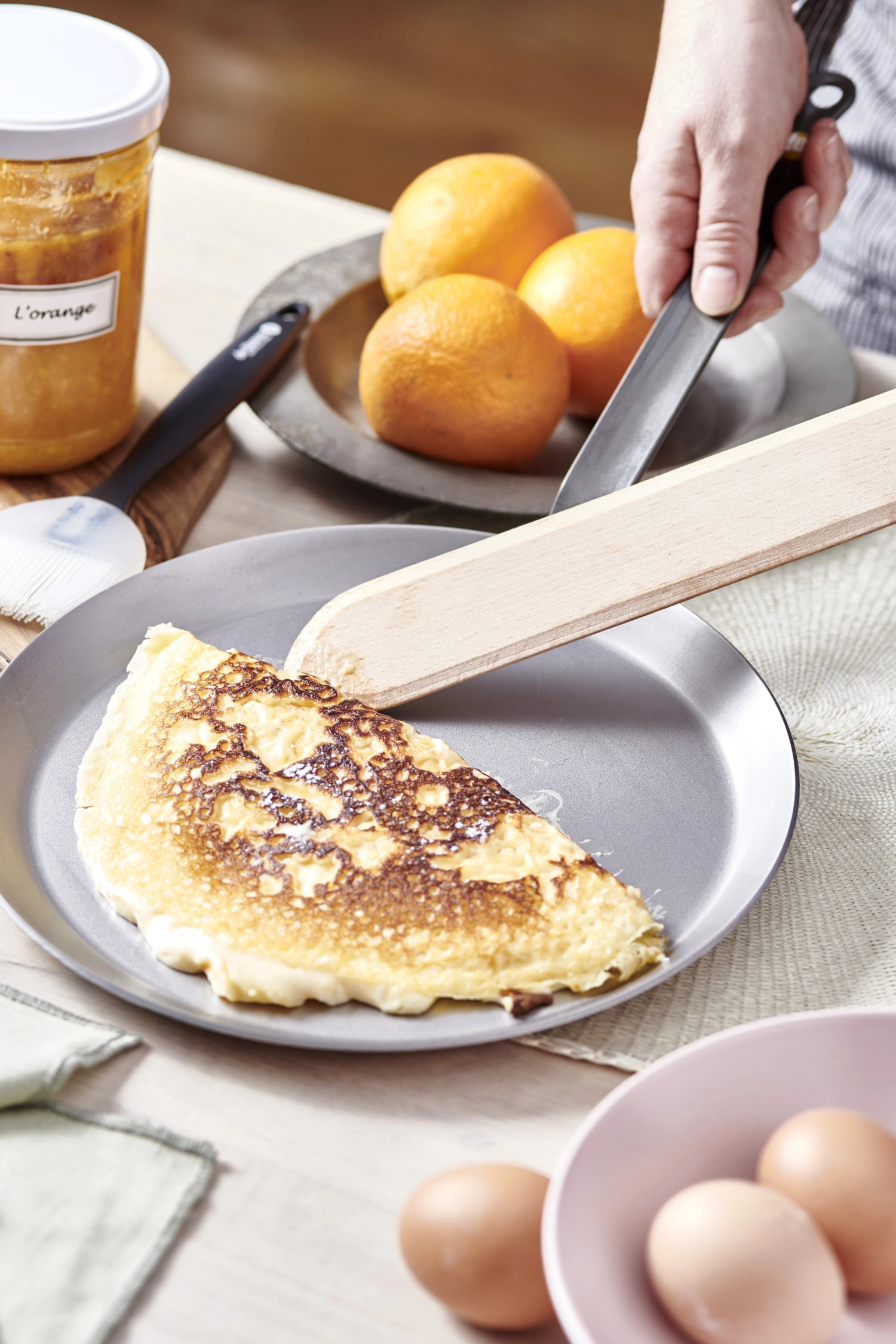 3x crêpes party : crêpe minérale b26+pinceau+spatule ø26cm