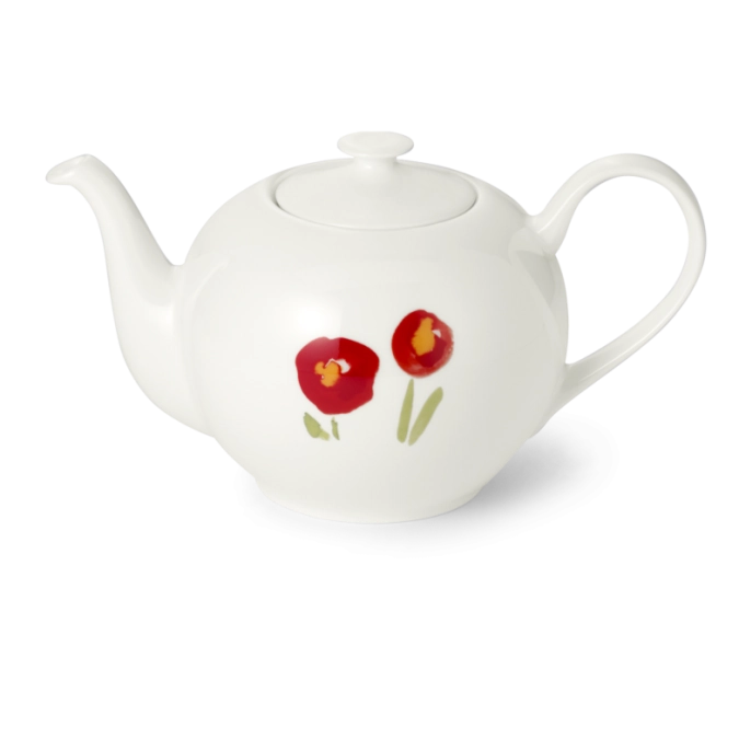 Impression théière ronde 1,30 l coquelicot rouge