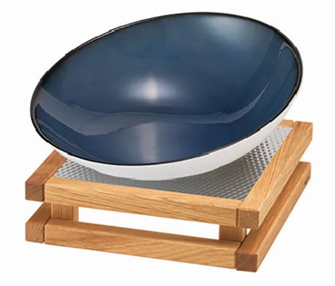 RAISER Buffet Bowl 23x23 bleu 2L, S Pied en bois de chêne