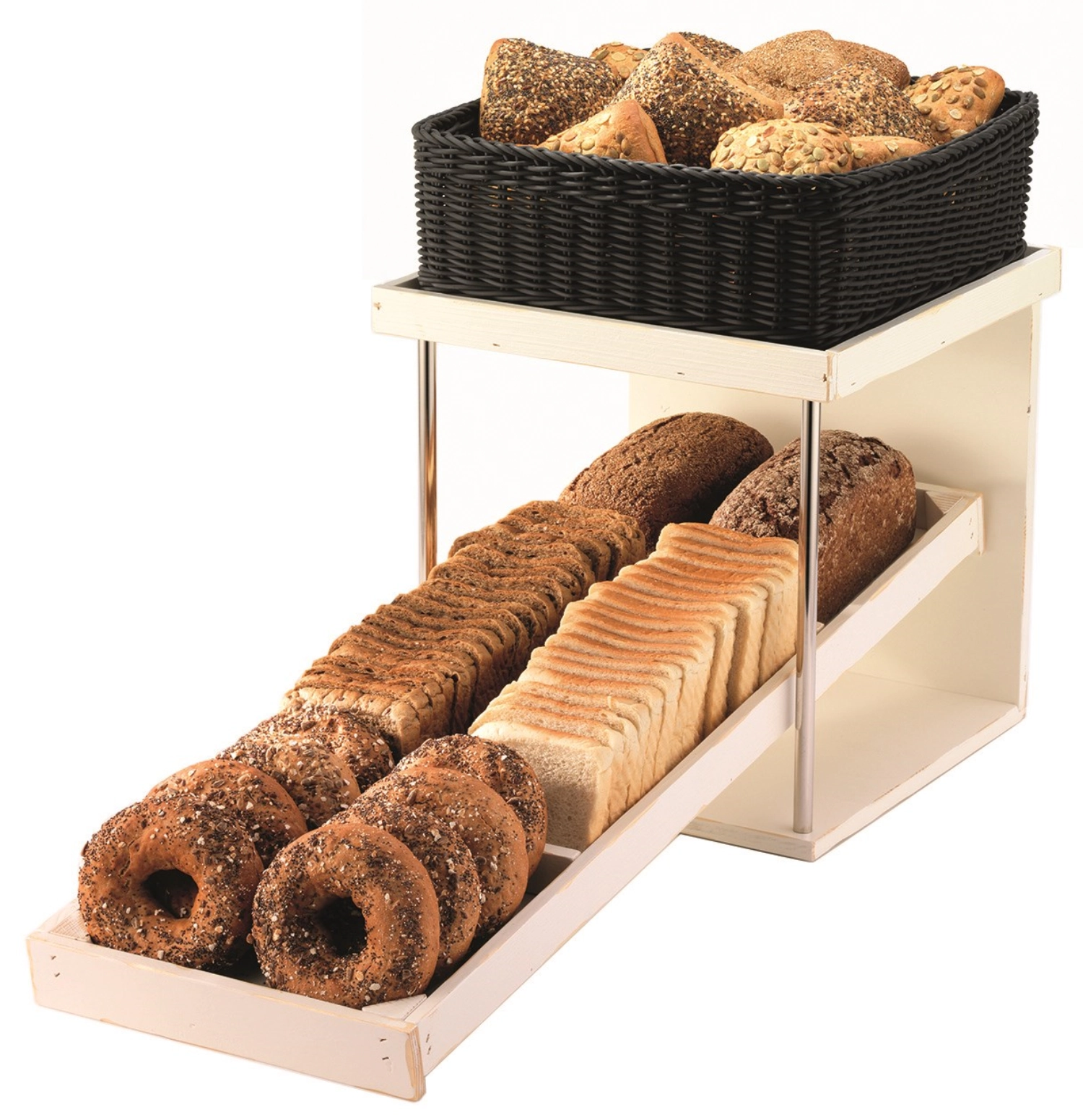 RAISER Brotstation Vintage White aus Holz 330x330x750mm