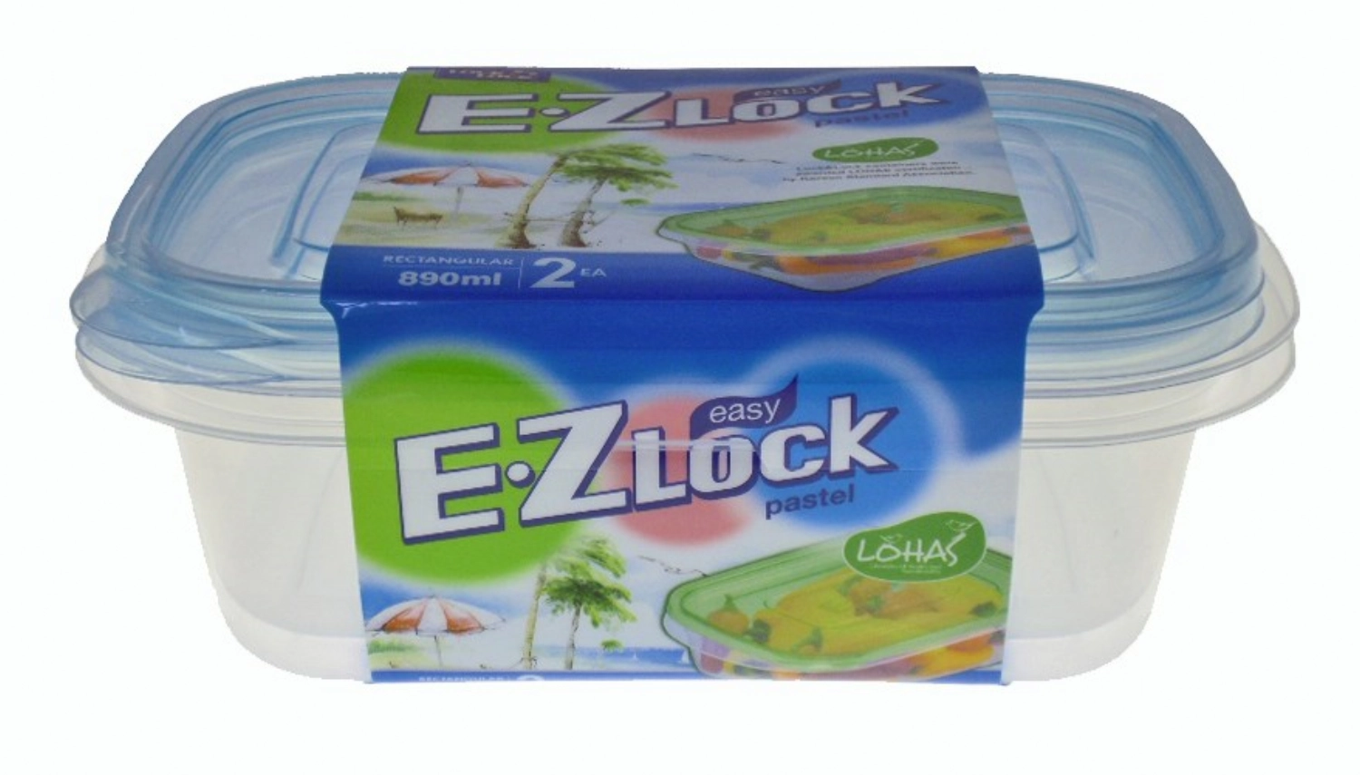 2 pcs. boîtes à provisions ez lock pastel 0.89lt