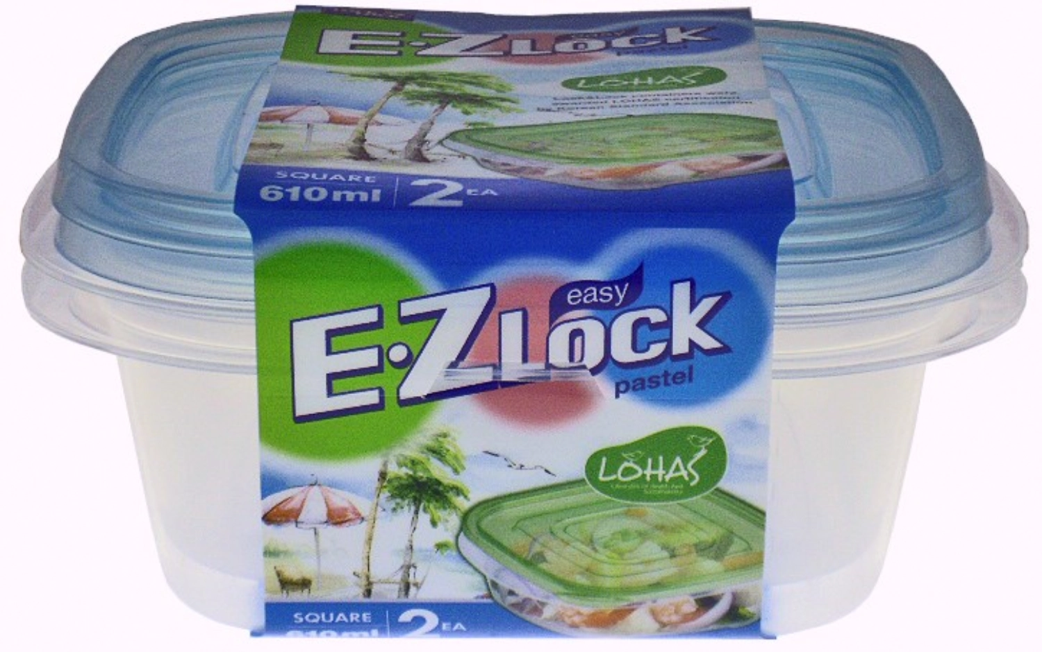 Set de 2 boîtes à provisions ez lock carrées 0.61lt