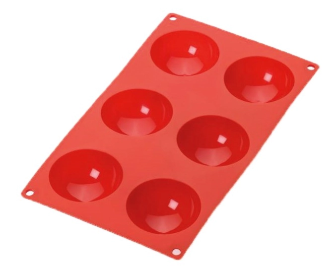 Moule à gâteaux 6 demi-sphères rouge, ø7 cm, h : 3 cm
