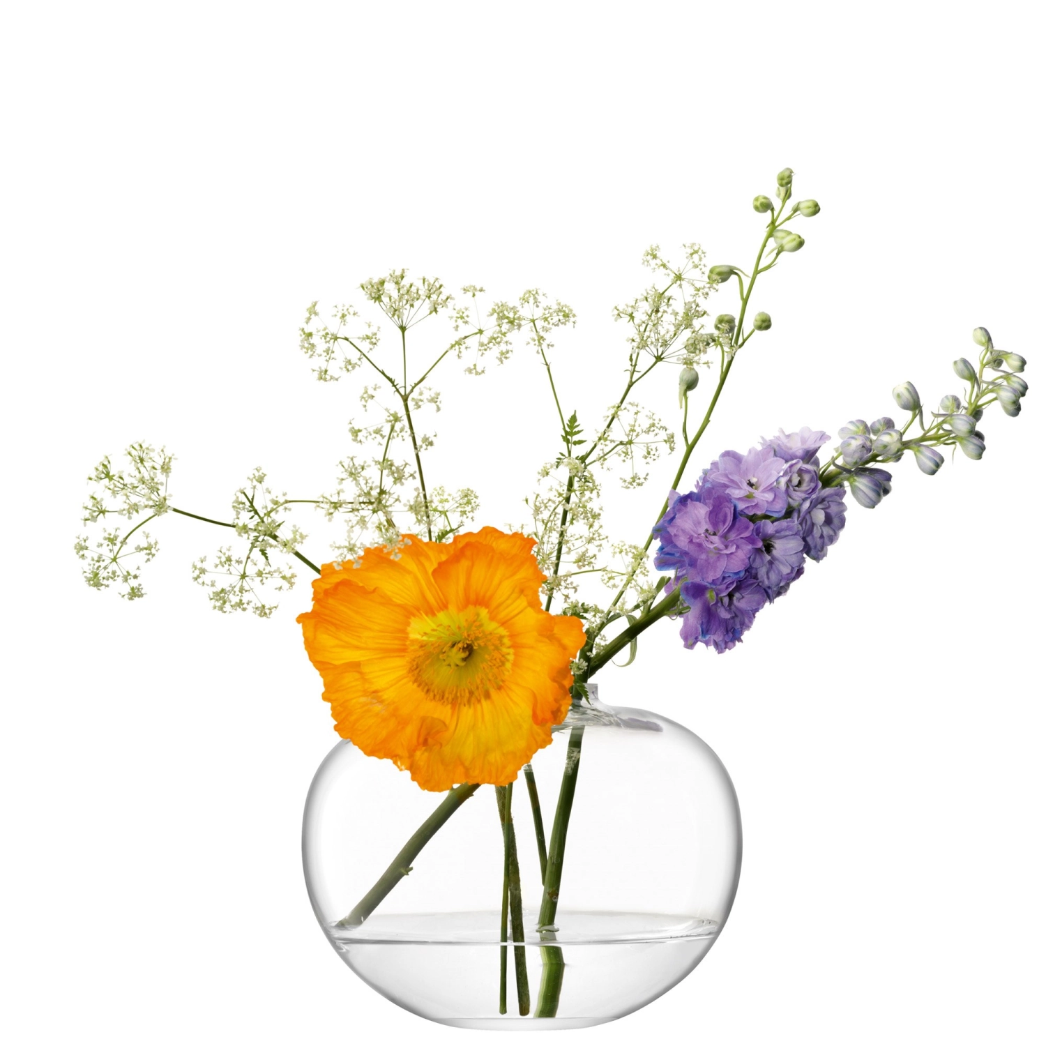 Flower vase courbé pour bouquet h15cm transparent