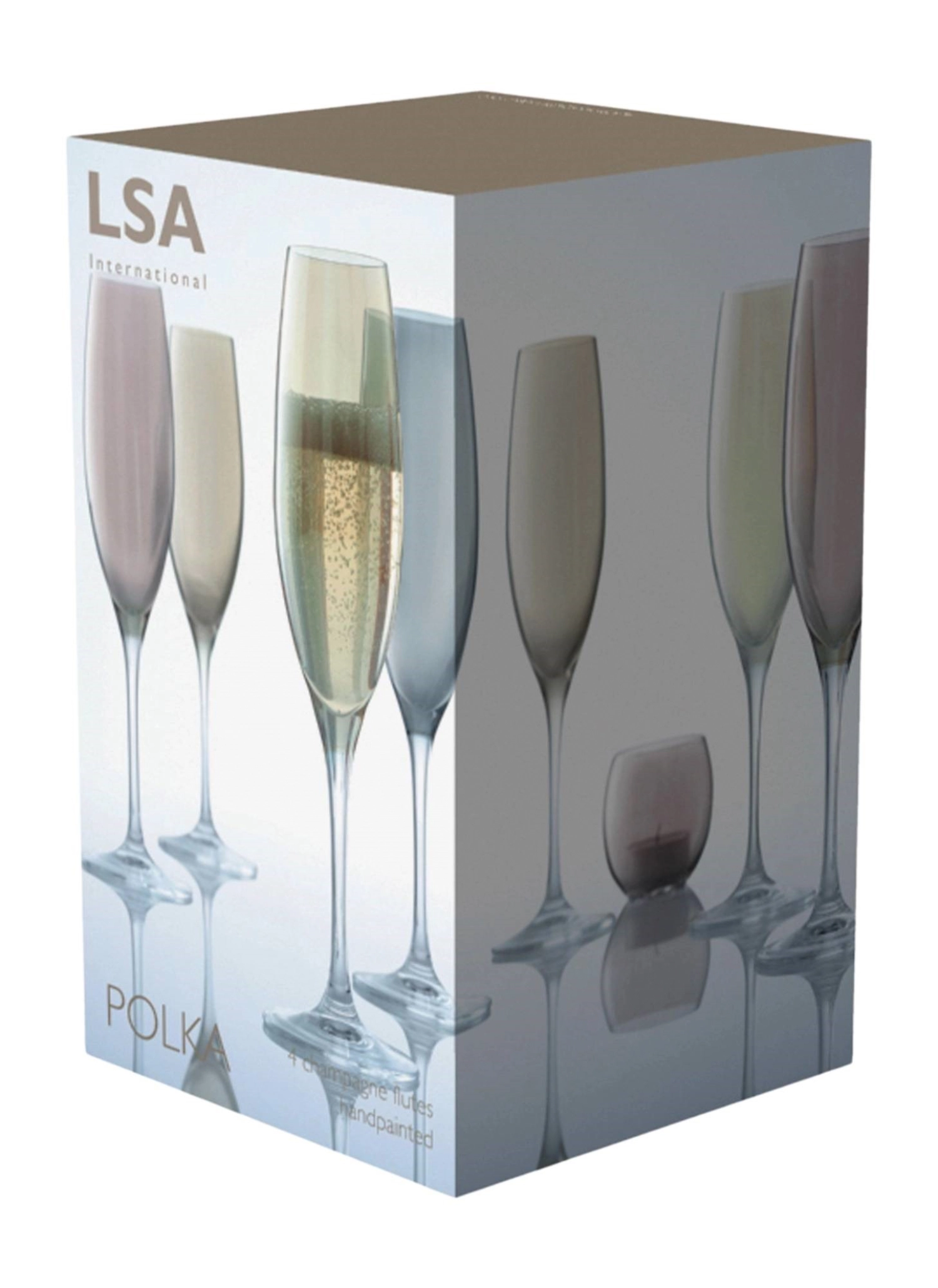 4er Set Polka Sektkelch 225ml - metall assort.