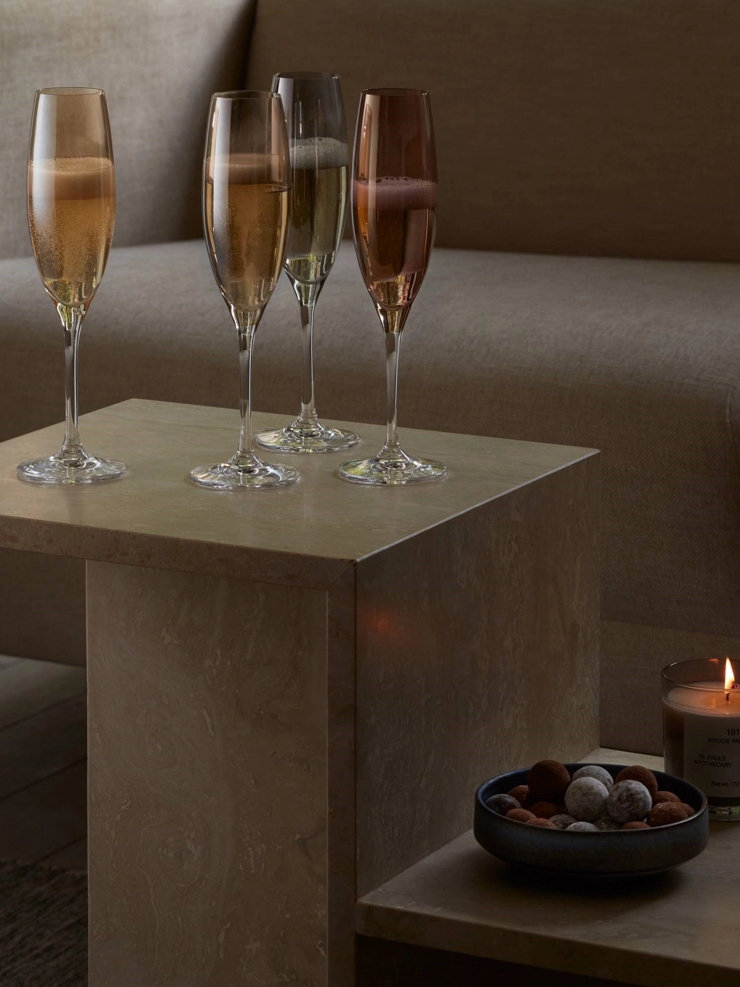 4er Set Polka Sektkelch 225ml - metall assort.