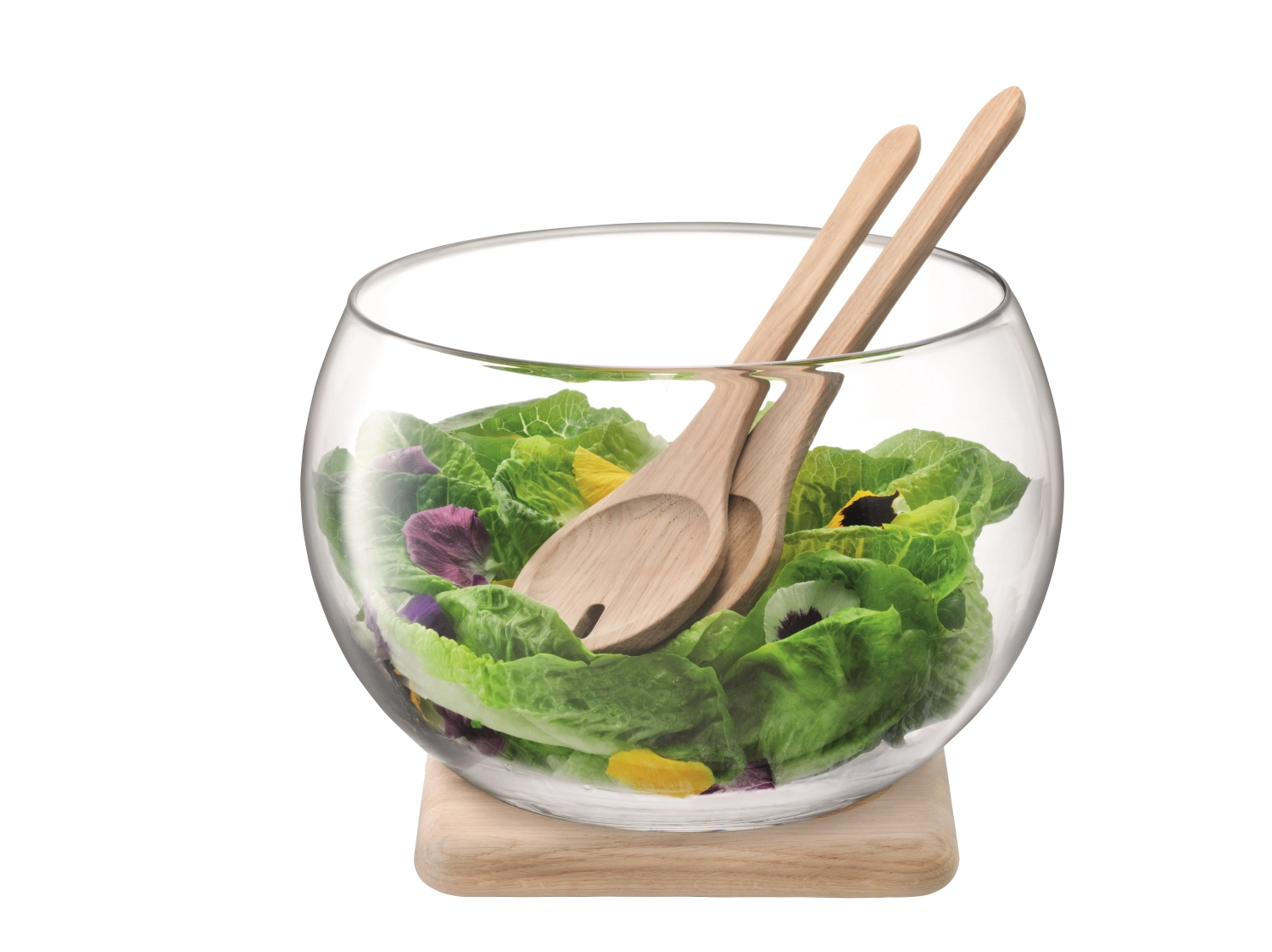 Serve Salat-Set und Platte aus Eiche D27cm klar