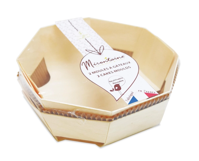 2 pcs. moule à gâteau d18cm en bois avec 4 papiers cuisson