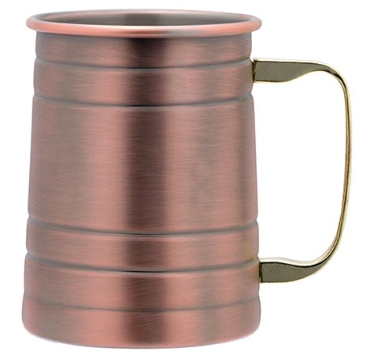 2er Set Bierbecher 0.5lt Antik Kupfer Griff gold