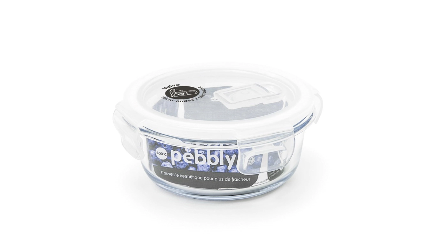 Pebbly bouteille de verre avec valve, ronde 40cl