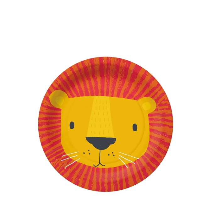 Assiette en carton 10x lion jaune/orange, 18x18cm