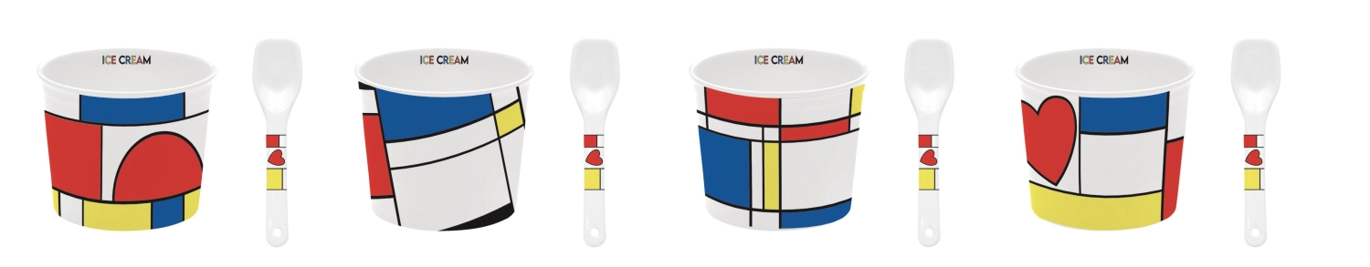 Set de 4 ass. Ice Cream Coupe à glace, mondrian D8.5cm