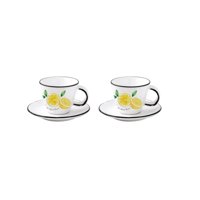 Set de 2 tasses à café Amalfi et soucoupes en GB, 120ml