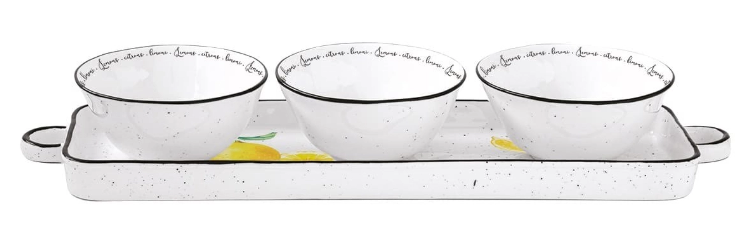 Amalfi Appetizer Set mit 3 Schalen und Tablett, 37x10cm