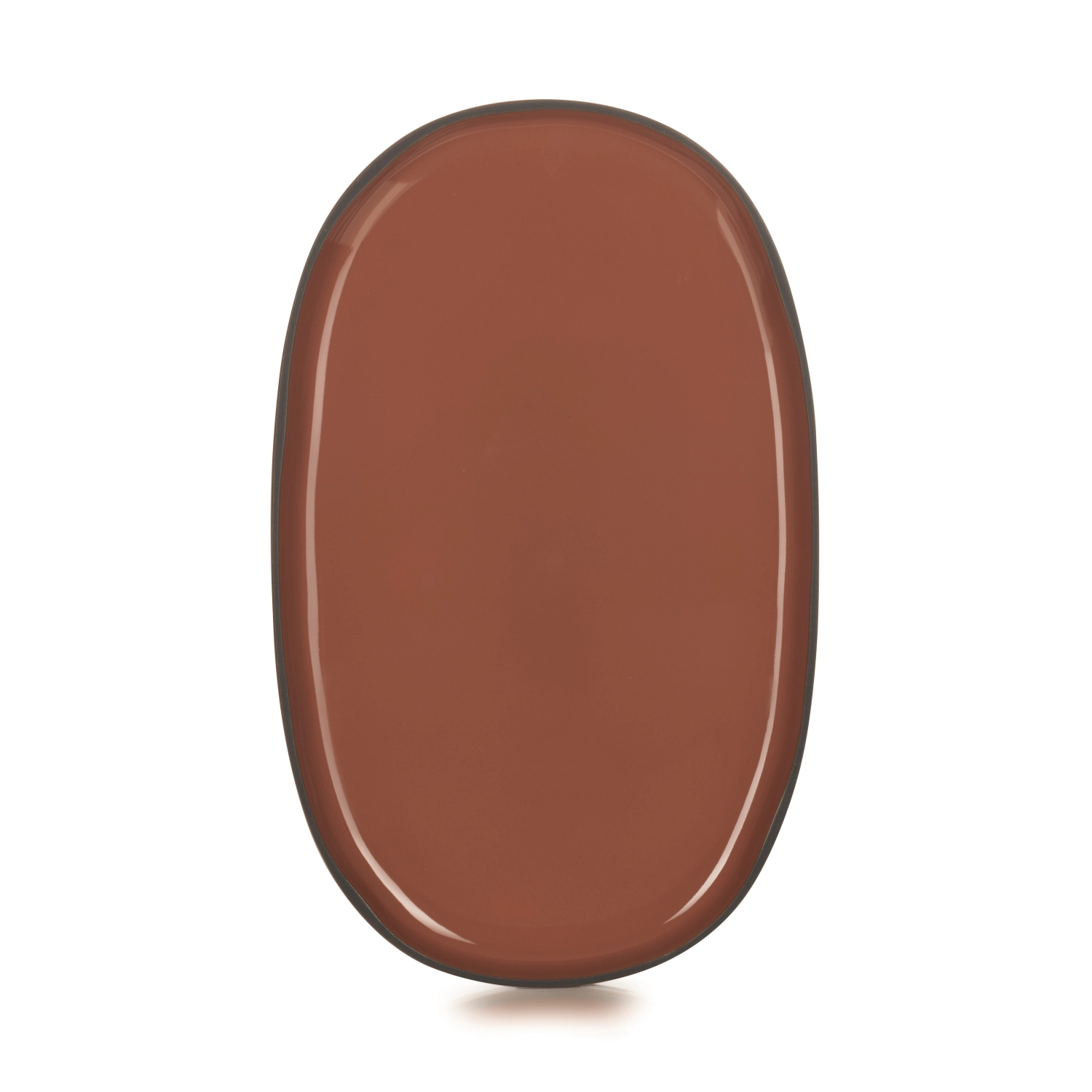 Caractère plat de service, ovale, 35.5x21.8x2.5cm, cannelle