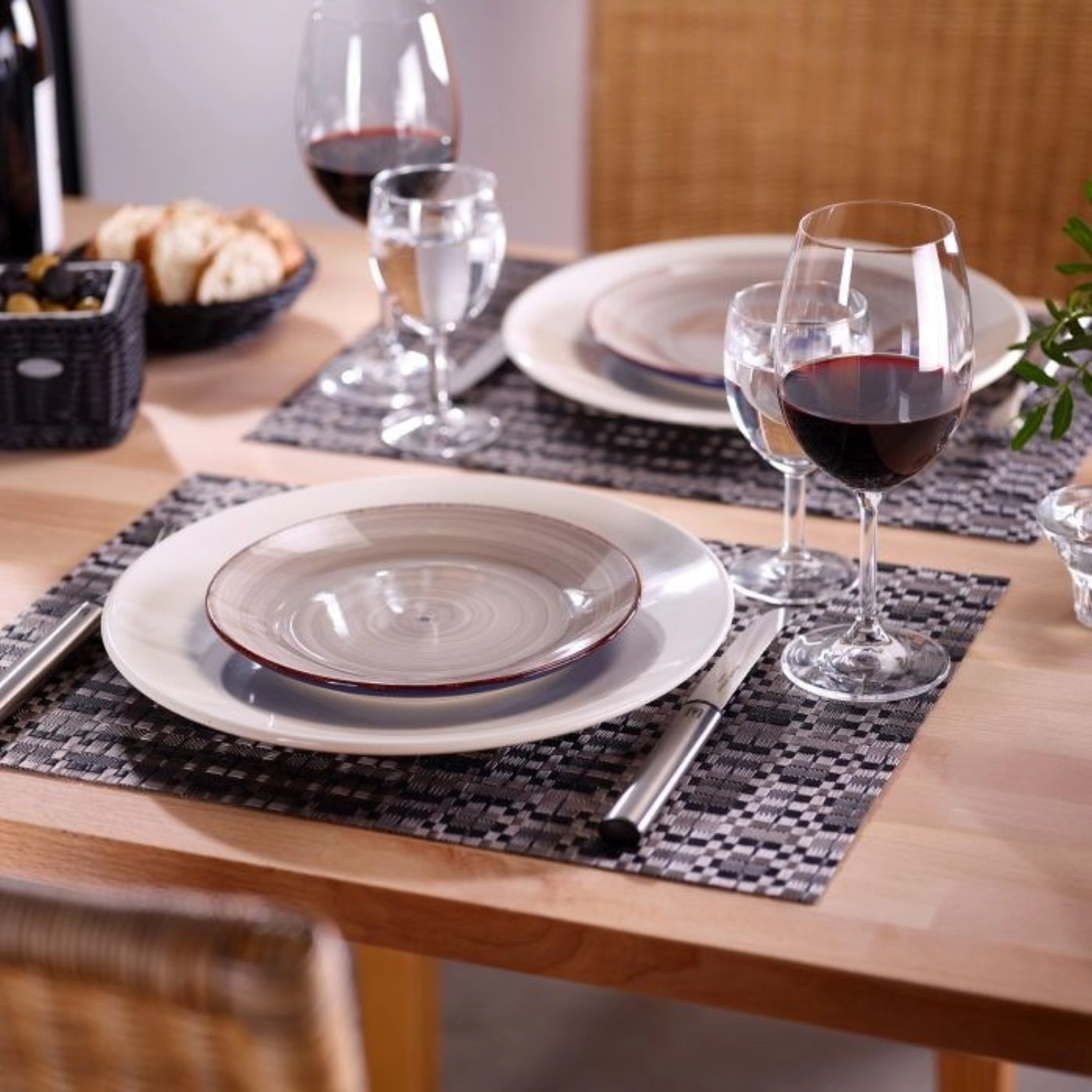 Set de table edel, carré, anthracite, argent, 32x42cm