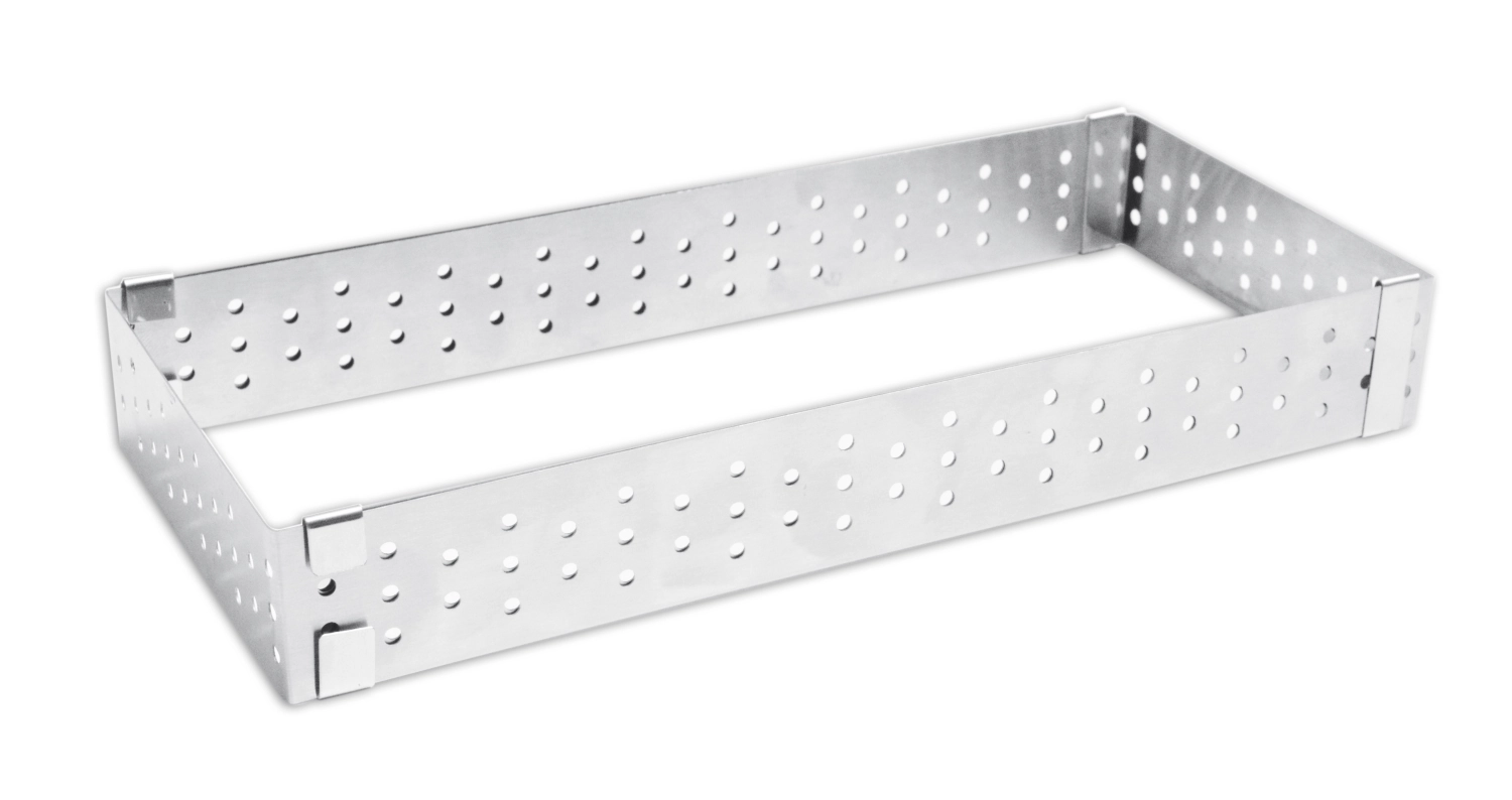 Cadre à tarte rectangle extensible perforé inox 22-42 cm