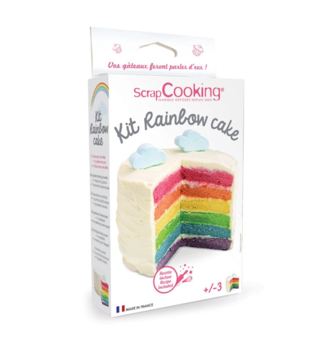 Set arc-en-ciel cake avec 4 poudres de couleur