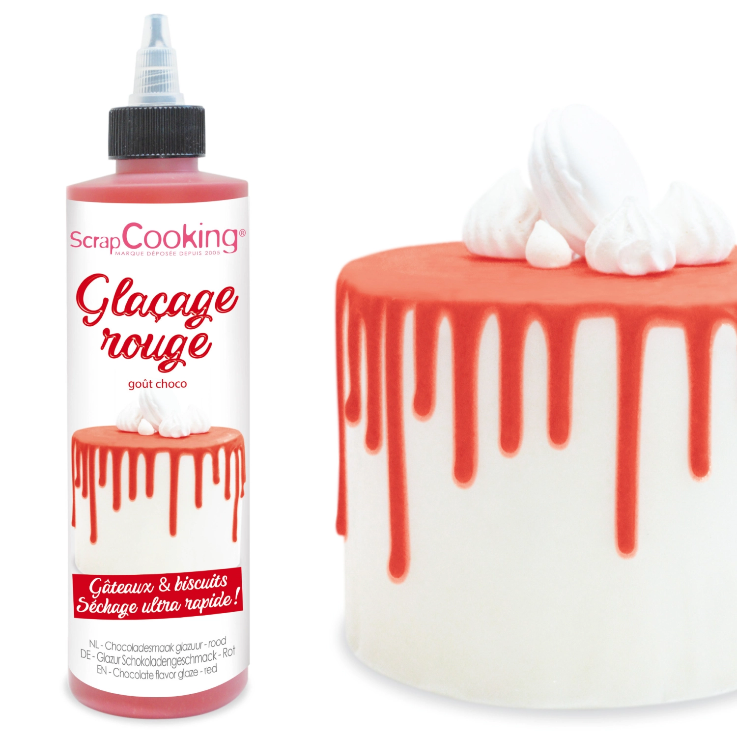Glaçage au chocolat drip cake, rouge 130g