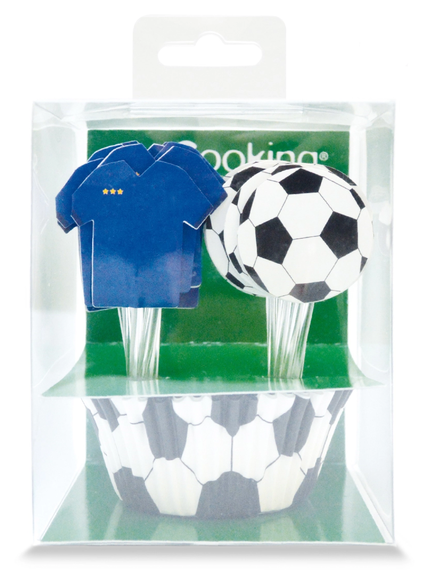 24 moules à cupcakes et 24 cake toppers football