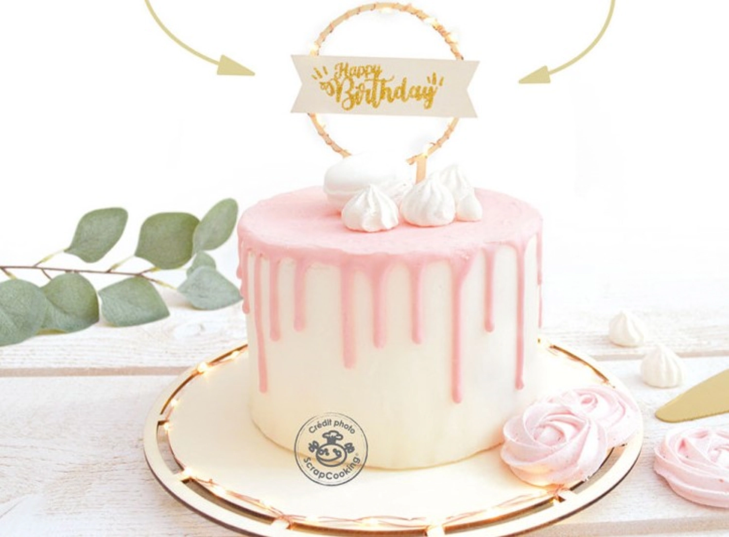 Cake topper avec éclairage led happy birthday