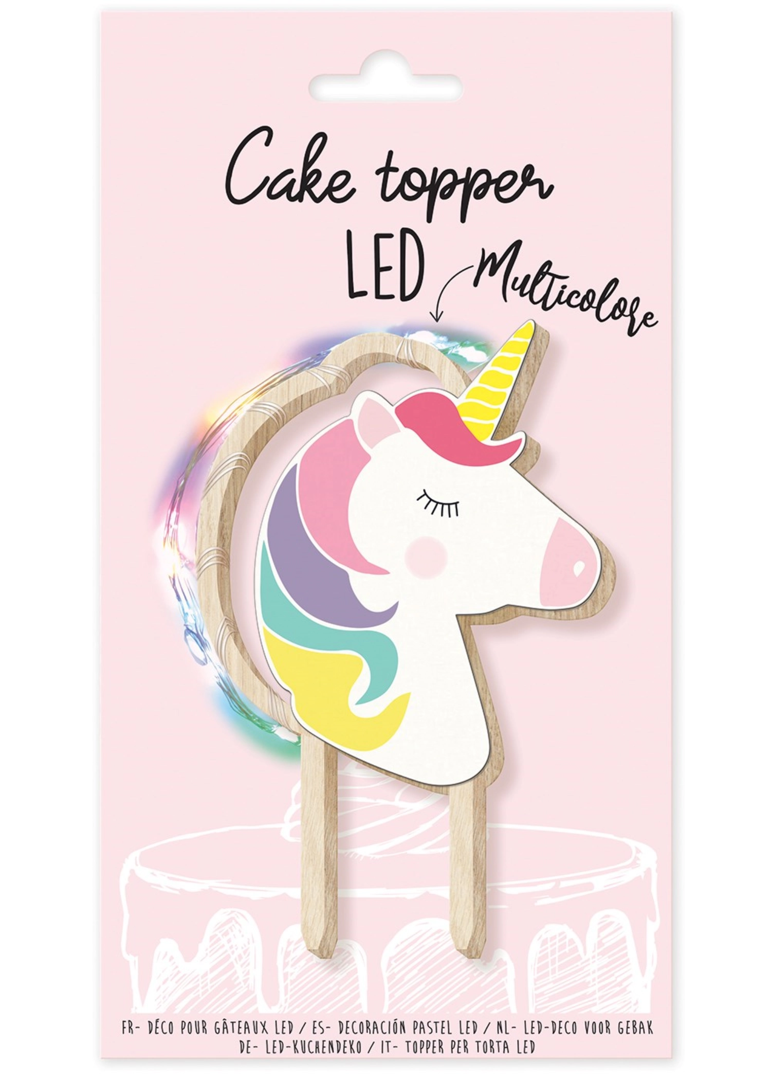 Cake topper avec éclairage led licorne